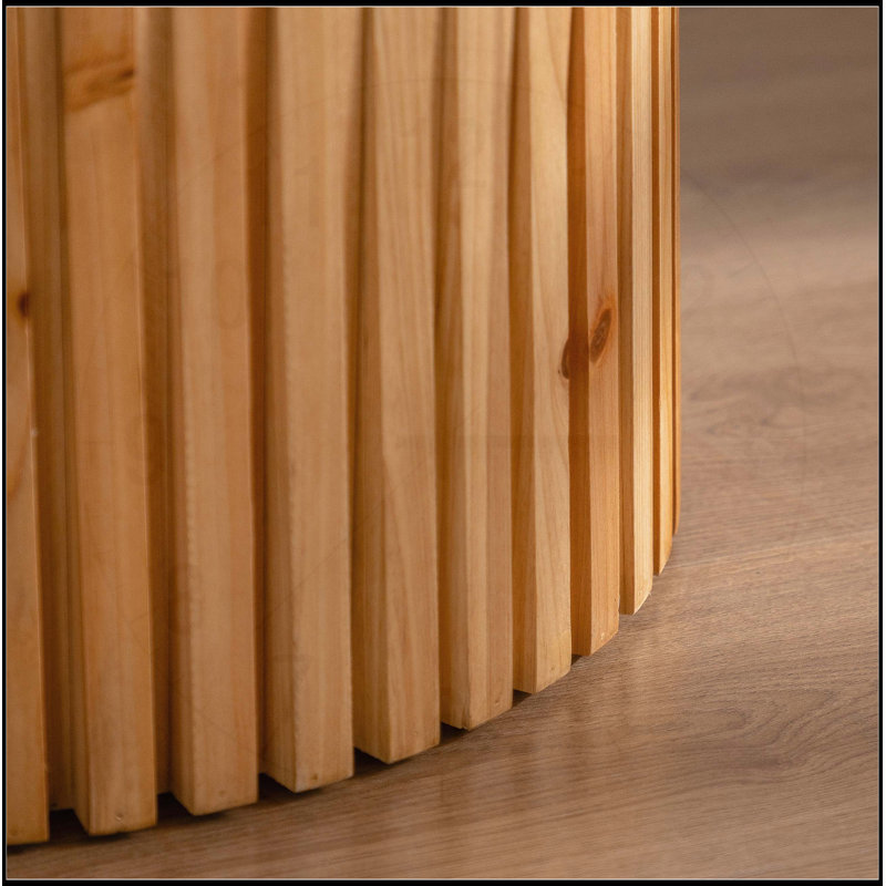 Ensemble de tables basses cylindriques de style rétro avec texture verticale, parfait pour le salon, le bureau et la salle à manger (ensemble de 2)