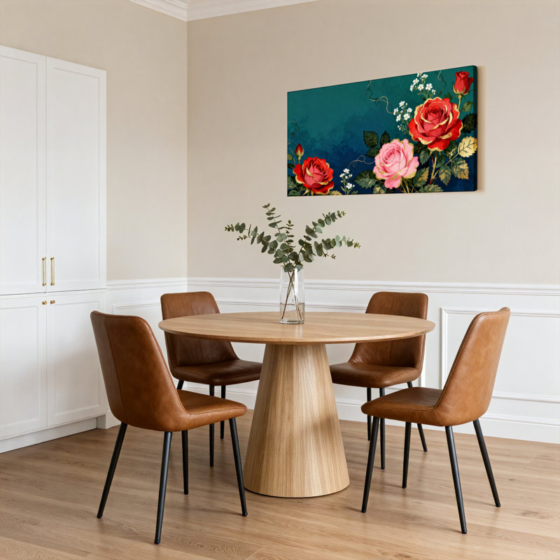 Ensemble de 1 tableau sur toile à motif floral rose, H 24 po x l 48 po