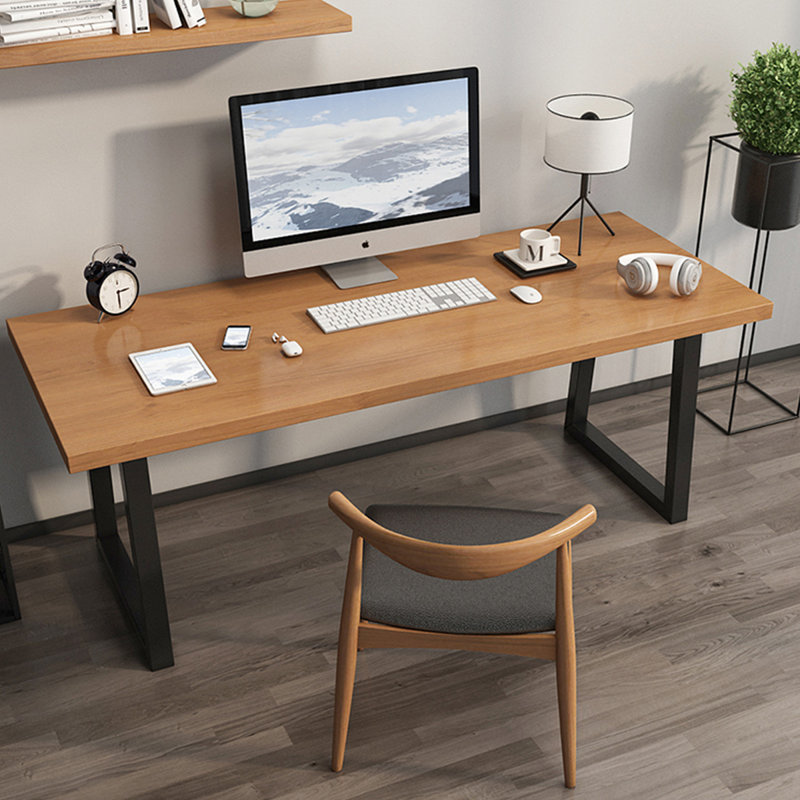 Bureau rectangulaire en bois massif brun clair, Marron clair, H 29,53 po x l 62,99 po x P 27,56 po