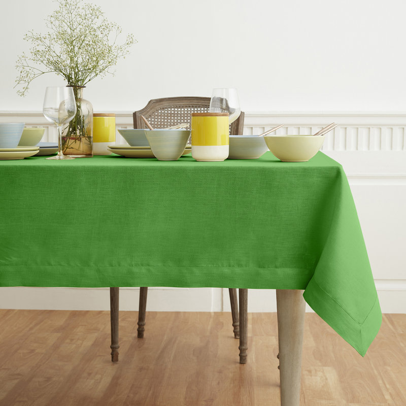 100% Pure Linen Tablecloth - Fete, 120" L x 60" W, Kelly Green