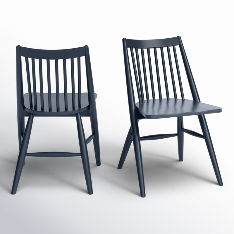 Chaise d'appoint à dossier avec lattes en bois massif Kloss, Gris foncé