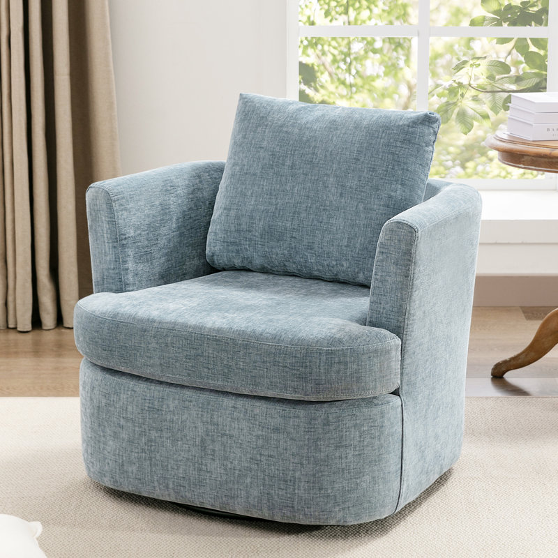 Jocqueline 32.3'' Wide Swivel Barrel Chair, Blue