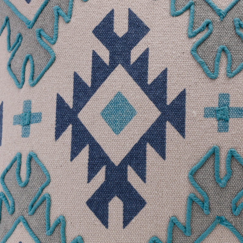 Geometric 100% Cotton Throw Square Pillow Cover, Polyester, Navy/Light Gray