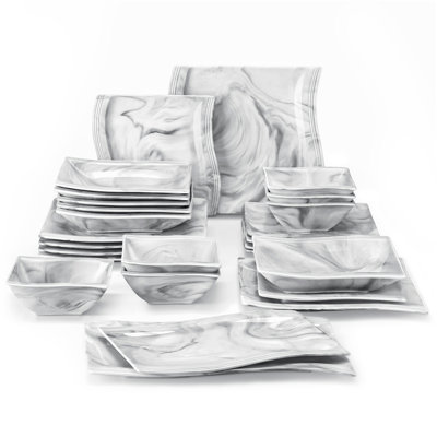 26 Piece Porcelain China Dinnerware Set - Service for 6