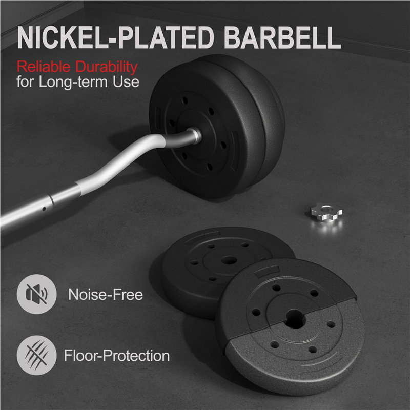 Barbell Weight Set for Strength Training, 65 LB