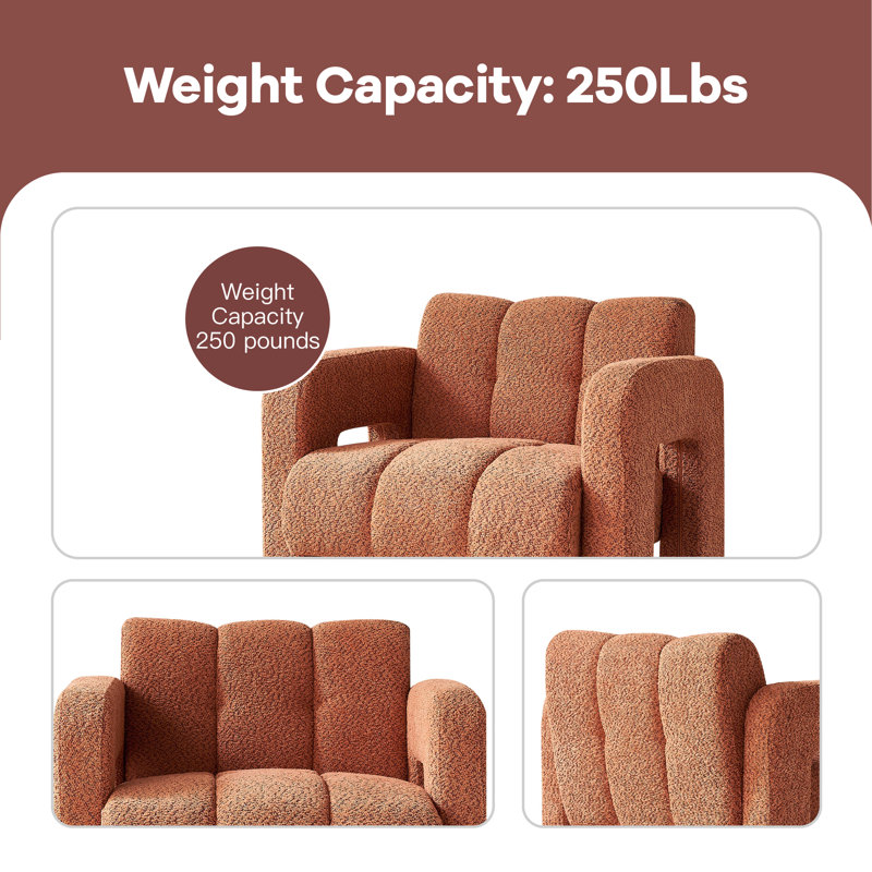 Chaise d'appoint pratique et large rembourrée, Polyester orange