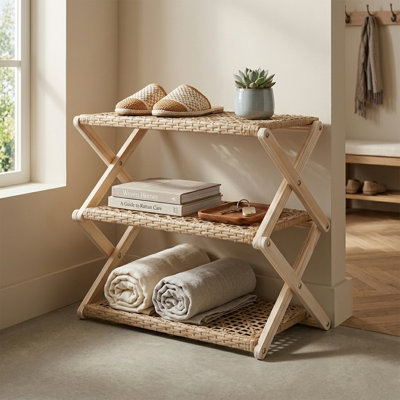 Étagère de rangement en osier pliable Turin
