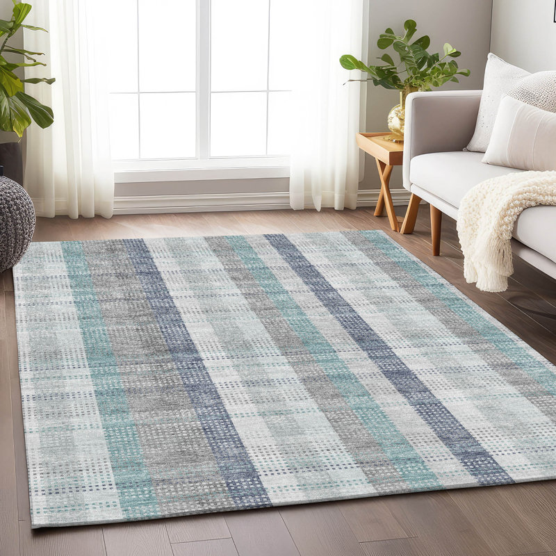 Tapis argenté de qualité supérieure lavable à la machine Prisco, Rectangulaire 3 pi x 5 pi