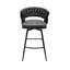 De 2 tabourets de bar tissés brun clair, pivotant à 360 °, base en métal, tabouret de comptoir rembourré avec dossier et repose-pieds pour différentes applications, paire de 28 po (2), structure solide, besoins