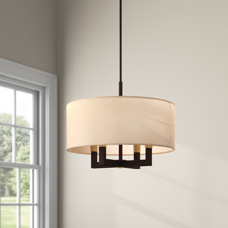 Lustre cylindrique à 4 lumières Litzy, Noir, H 22 po x l 24 po x P 24 po