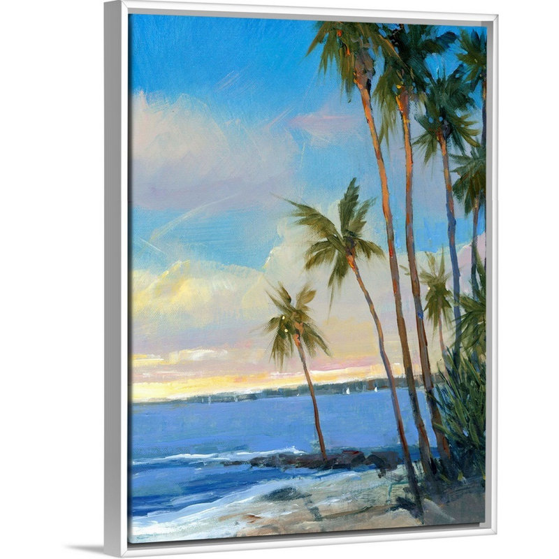 «Tropical Breeze I», art mural sur toile, Toile avec cadre blanc, H 16 po x l 12 po x P 1,75 po