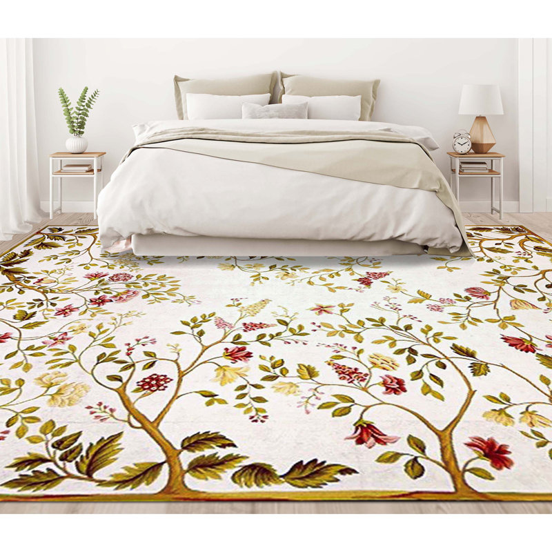 Needlepoint Azm Wool Floral Area Rug, Rectangle 13'11" x 19'