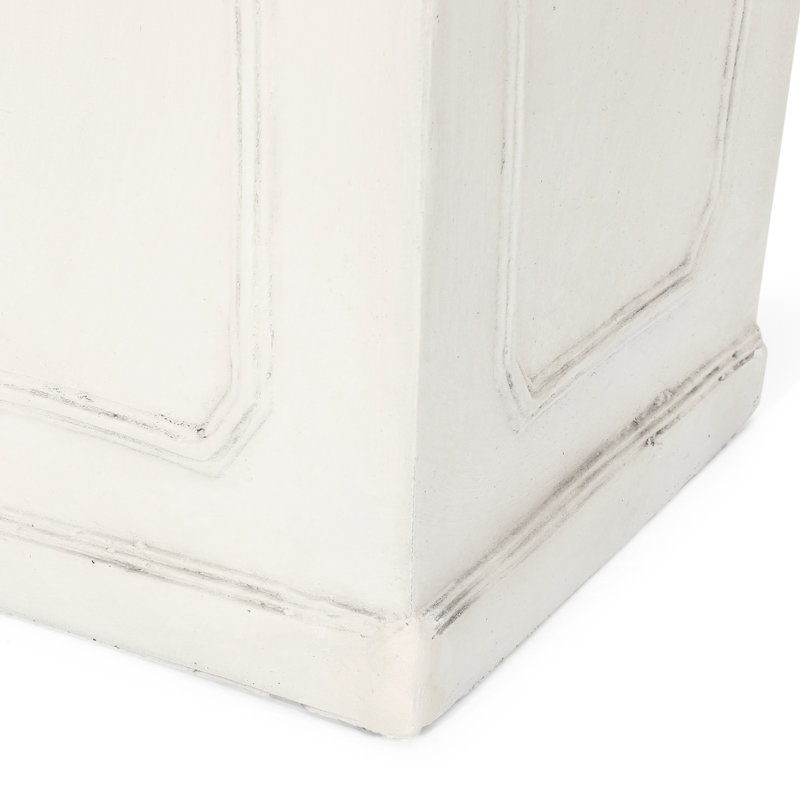 Planter - Antique White Magnesium Oxide For Outdoor Gardens. 15.92" Depth, Width, 31.22" Height, 26.99 Lb. Weight In Decoration. 16" 30.5" Lb