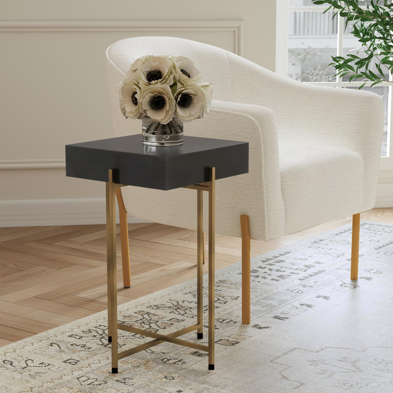 Adela Resin Box End Table, Black