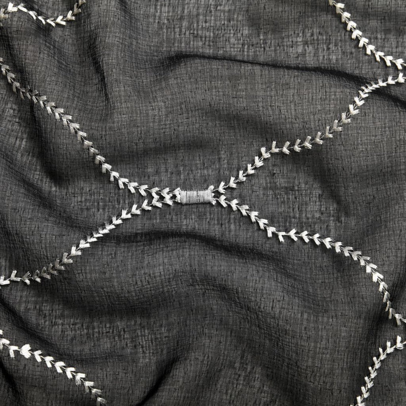 Arelious Sheer Curtain Pair, Black, Width 140cm x Drop 175cm