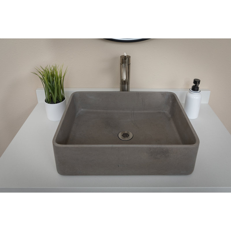 Lavabo de salle de bain vasque rectangulaire en granit gris 14,75 po Eden Bath