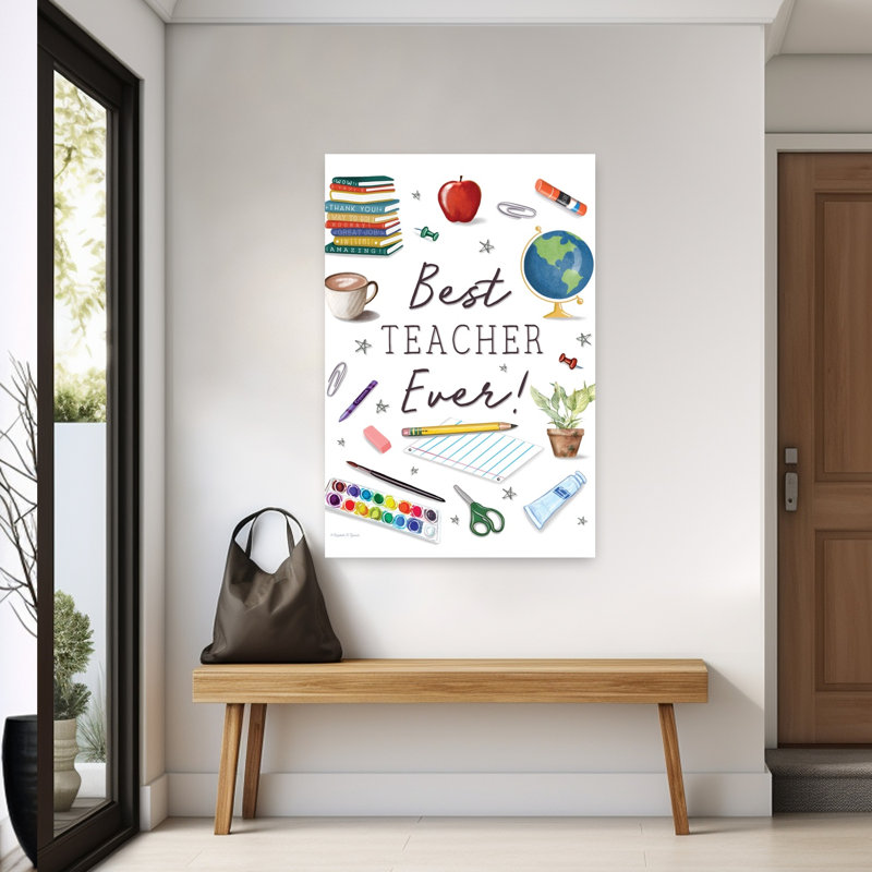 «Best Teacher Ever», art abstrait contemporain, H 60 po x l 40 po
