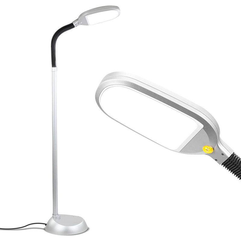 Litespan 53 in. Industrial Dimmable LED Floor Lamp with Height Adjustable Gooseneck Head, Silver