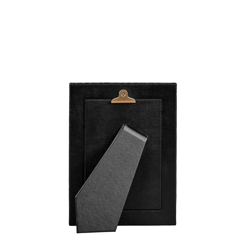 Leather Picture Frame, Black Croc, 4" W x 6" H