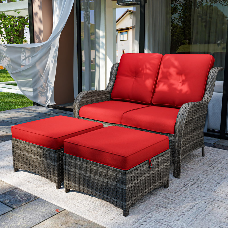 Causeuse réversible d'extérieur 49 po avec coussins Parinka, Rouge