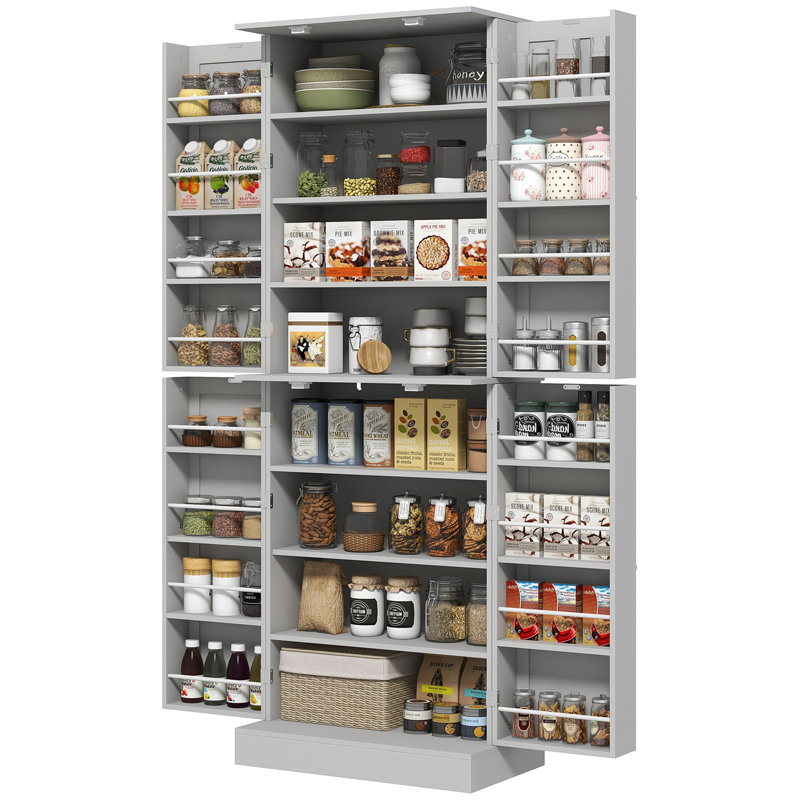 Armoire de cuisine 65 po, armoire de rangement moderne avec portes et tablettes, armoire autoportante pour la salle à manger