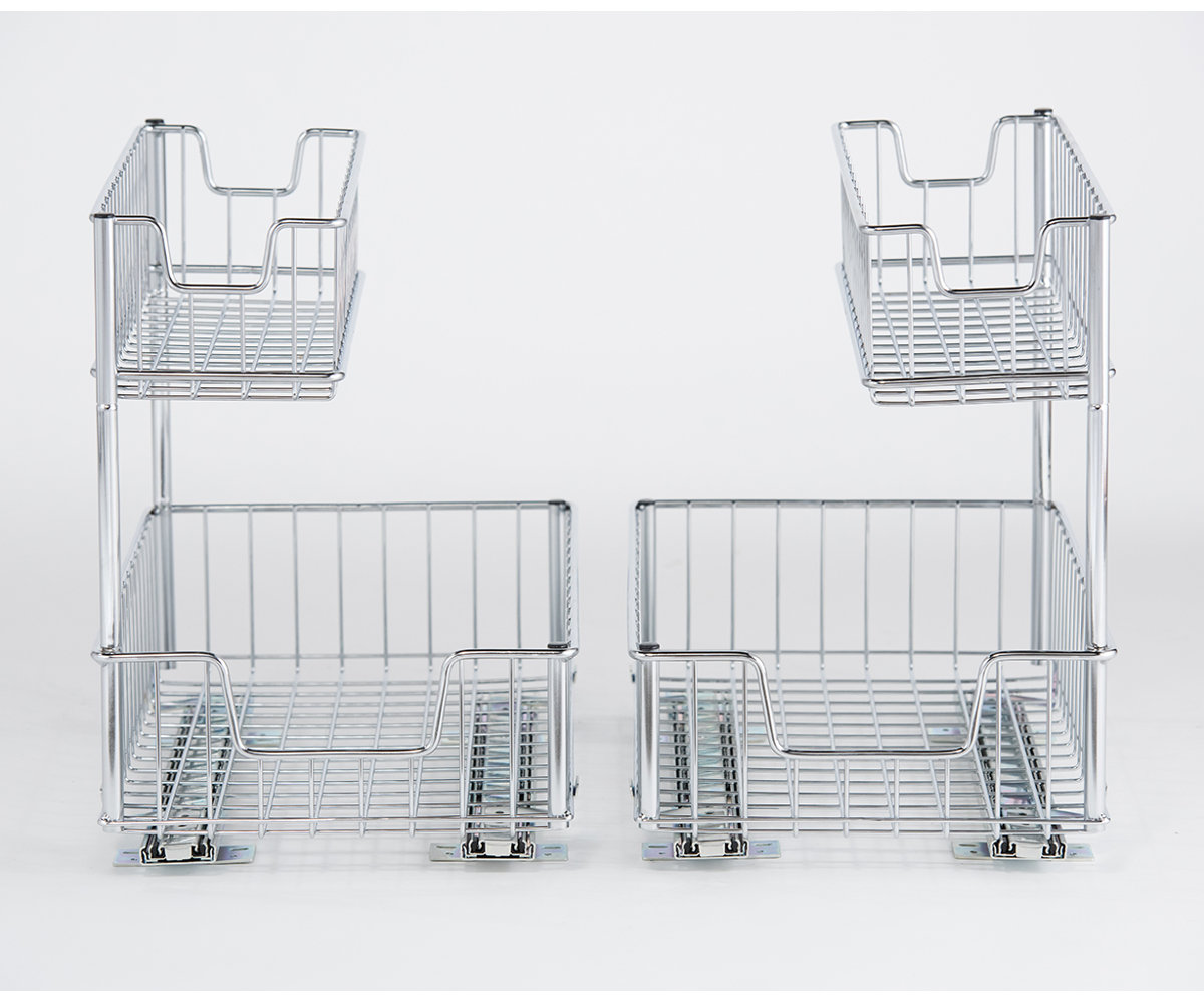 TRINITY 2-Tier Chrome Steel Wire Sliding Undersink Organizer (2-Pack) (Set of 2)