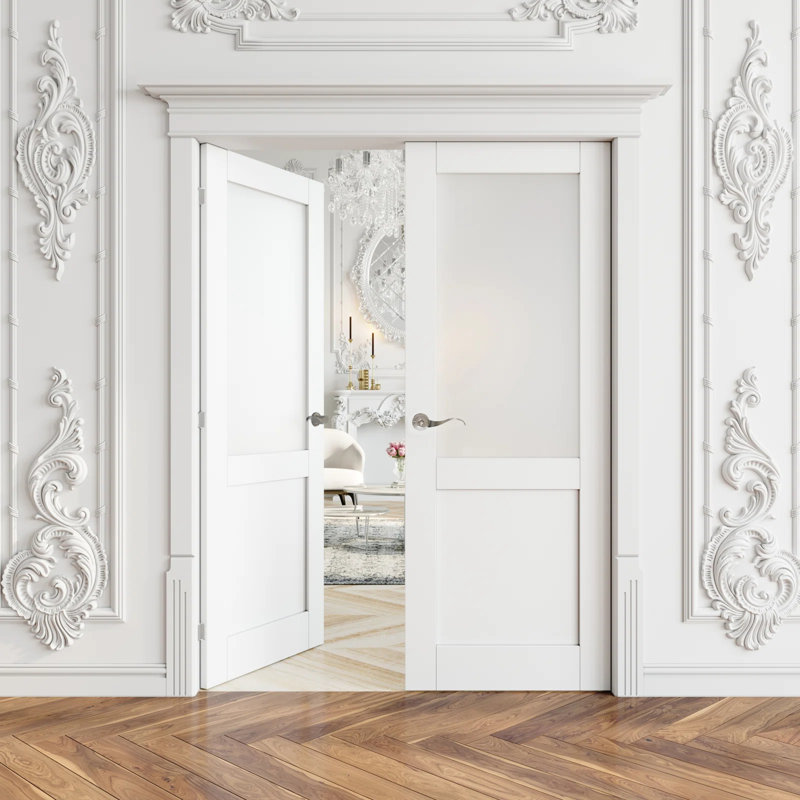 Portes intérieures intérieures doubles en verre givré avec portes et ensemble de quincaillerie / poignées, 48 po x 80 po