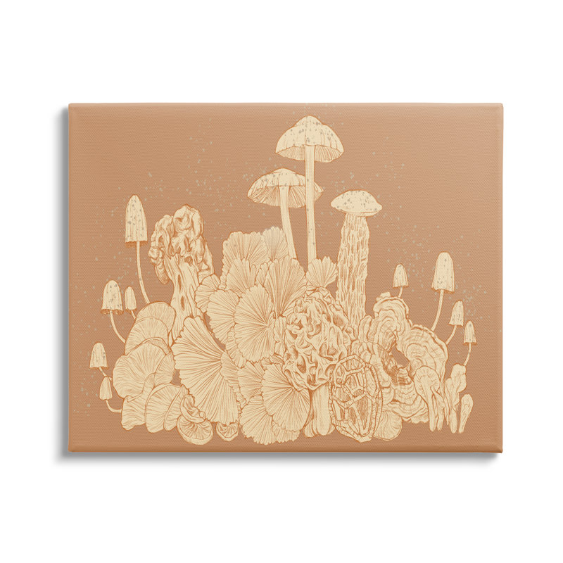 "Au-784", toile, champignon beige neutre sur toile par Ziwei Li, impression, H 16 po x l 20 po x P 1,5 po