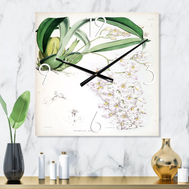 Horloge murale rétro Vintage White Orchid II, Très grand