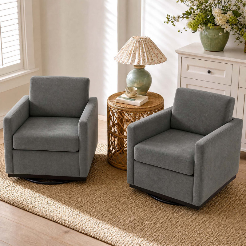 Fauteuil rembourré pivotant, Chenille grise foncée