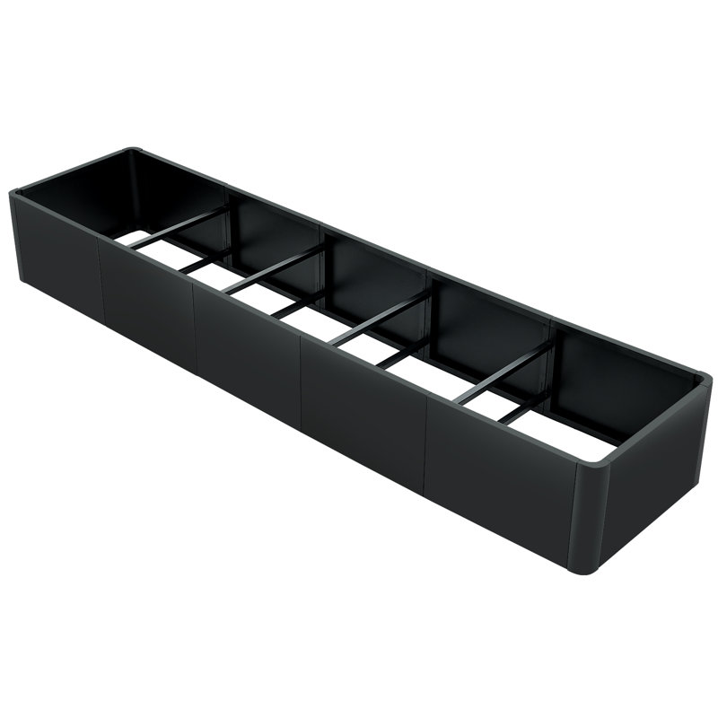 70"x20" Extra Long Rectangular Metal Planter with Rounded Corners, Commercial-Grade Heavy Duty Steel Raised Garden Bed, Open Base & Snap-On Assembly for Patio, Balcony & Landscaping