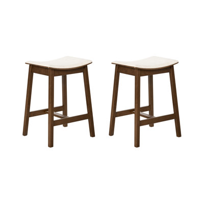 Upholstered Counter Stool with Solid Wood Frame