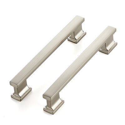 10 Pack Cabinet Pulls - 5 Inch (128Mm) Hole Center, Satin Brushed Nickel Handles For Kitchen Drawer & Cupboards, Silver Solid Heavy Duty Cabinet Hardware, 6 Inch Overall Length