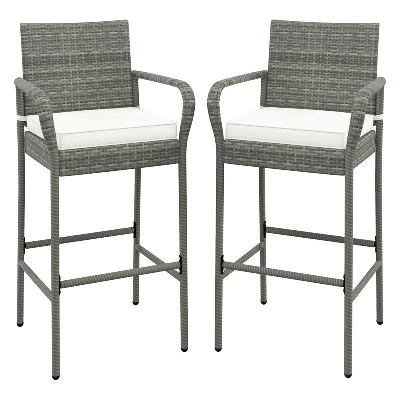 Tabouret de bar d'extérieur 30 po avec coussin Knittie, 2
