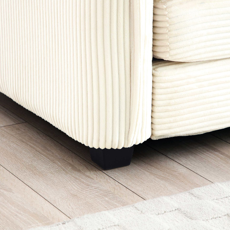 Velours côtelé surdimensionné beige: charme rétro avec 3 repose-pieds et canapé-lit avec repose-pieds: moderne 3 pour les clubs