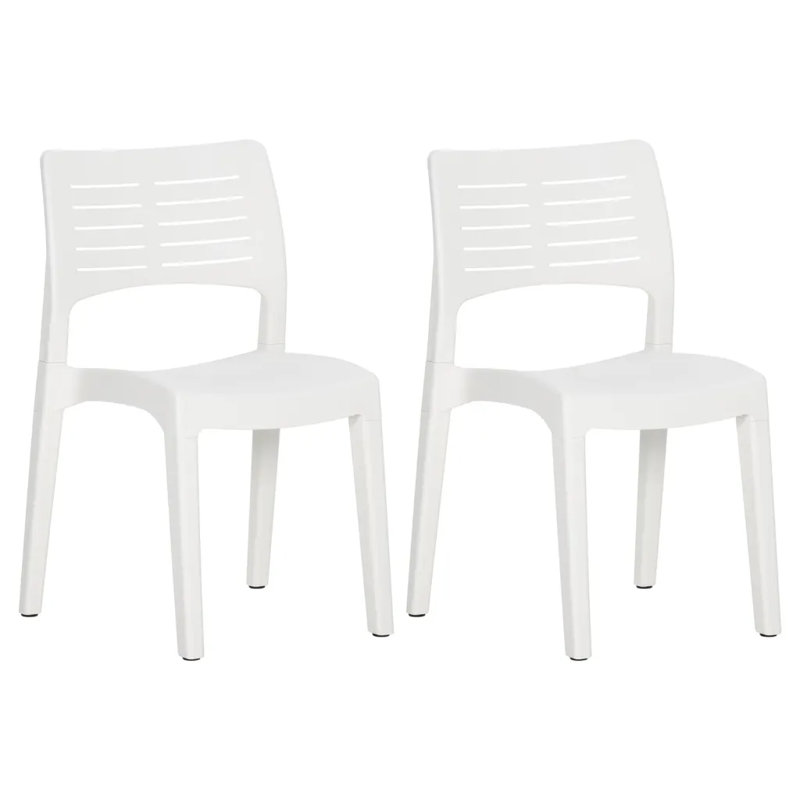 Popel Stackable Outdoor Patio Dining Side Chair with Cushion, White