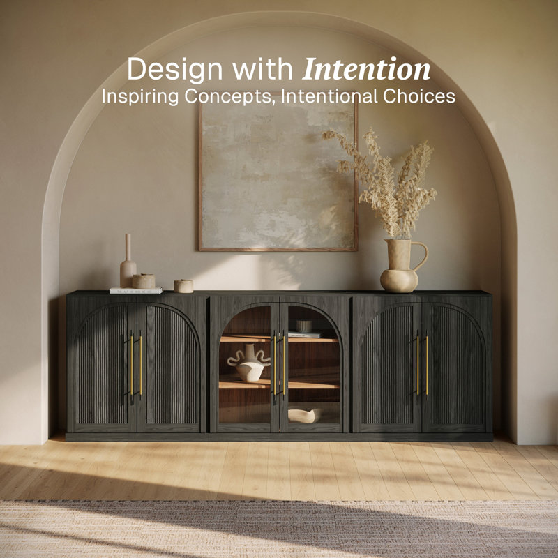 3-Piece Modular Sideboard Buffet Set - C+2B - Ebony, Ebony