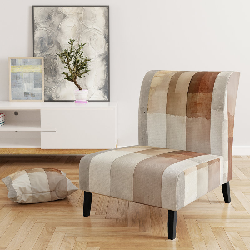 Chaise d'appoint Abstract Minimalisme - Chaise d'appoint brun et beige, Pantoufle sans accoudoirs
