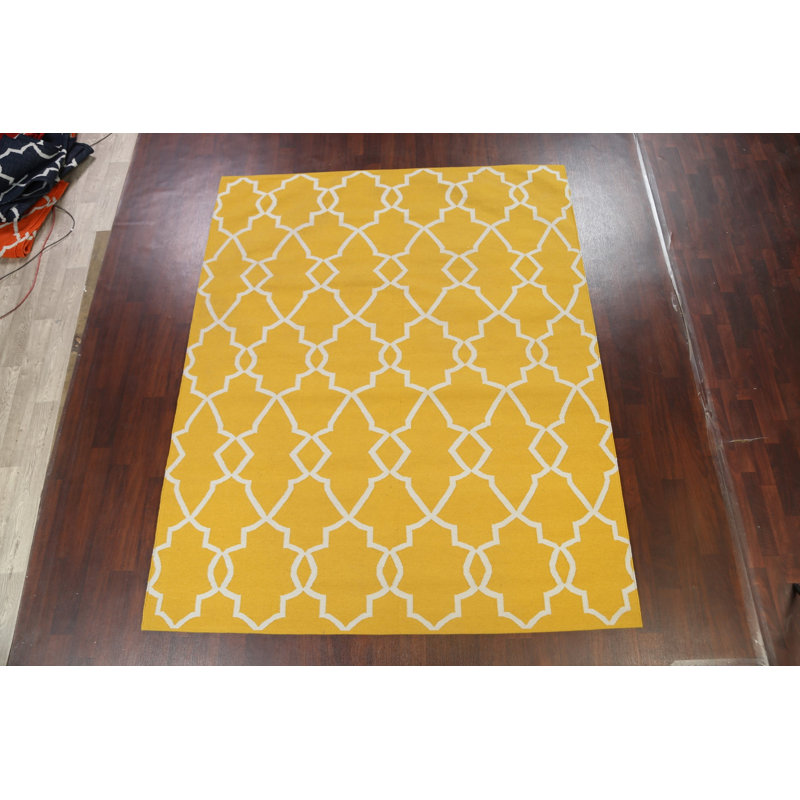 Tapis géométrique en laine tissé à plat à la main à motif géométrique