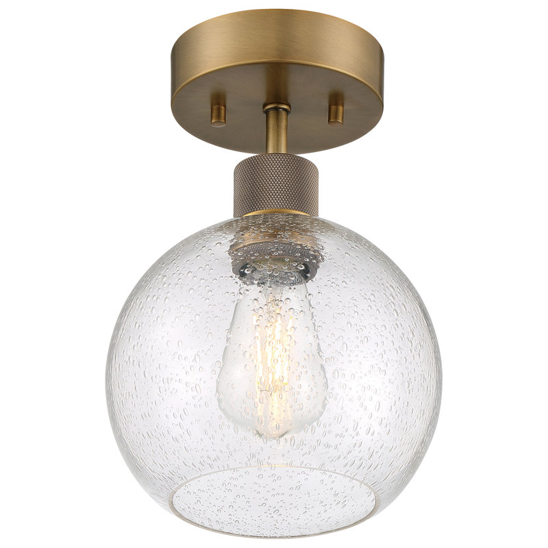 Southglenn Glass Semi Flush Mount, Antique Brushed Brass