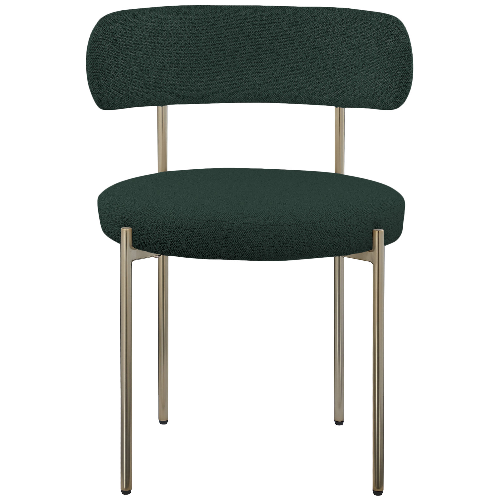 Sherwood Solid Back Boucle Side Chair, Green Boucle, Brushed Brass