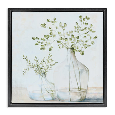 Charming Vase Still Life Brown Framed Floater Canvas Wall Art by Dogwood Portfolio