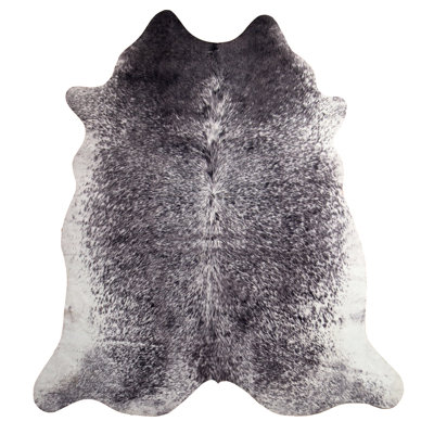 Petit tapis en faux cuir de vache noir et blanc