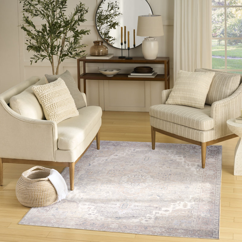 Hennings Machine Washable Vintage Area Rug, Rectangle 4' x 6'