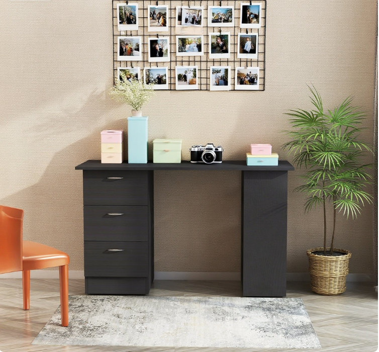 Bureau moderne à domicile avec bibliothèque et tiroirs de rangement
