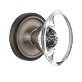 Classic Rosette with Oval Clear Crystal Door Knob