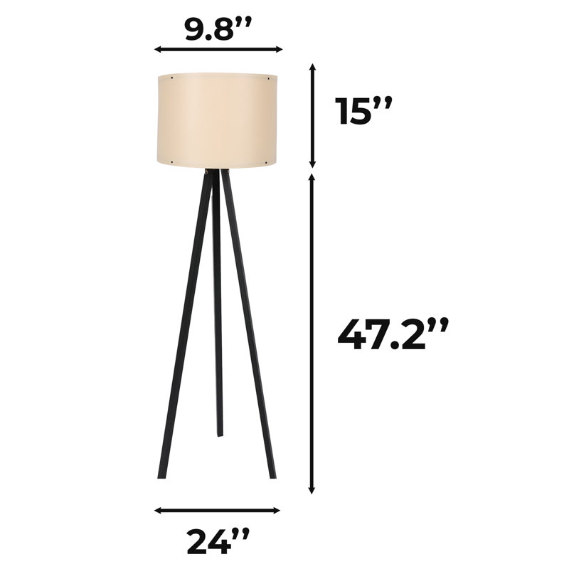 Lampe sur pied de type trépied, Beige, Noir, noir, noir, noir