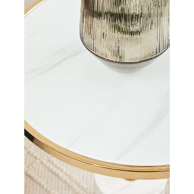 End Table, White/Gold