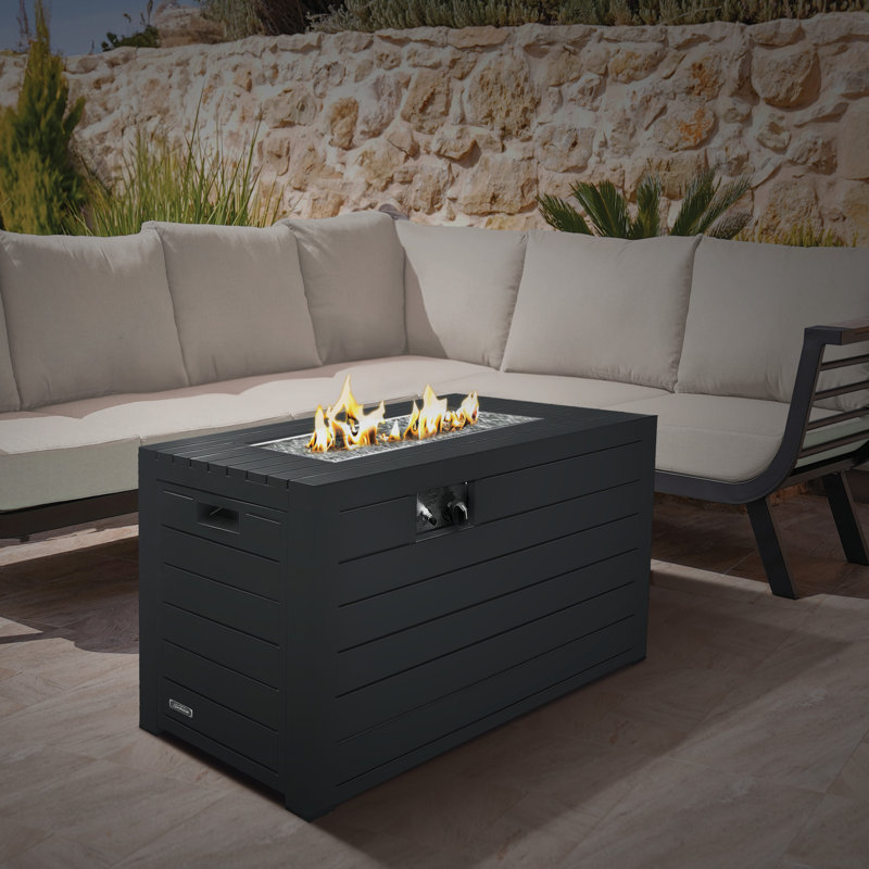 Sunbeam Oasis Aluminum Propane/Natural Gas Fire Pit Table, Gray