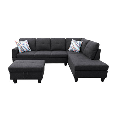 Right Hand Facing Sofa & Chaise with Ottoman